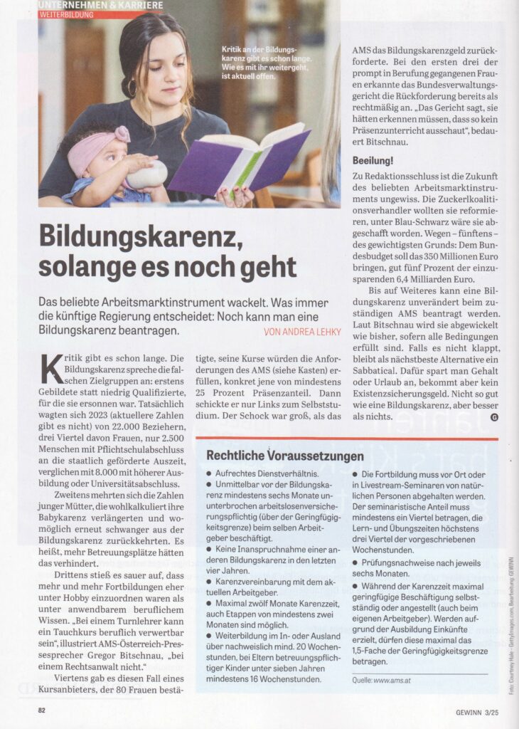 Gratulation an alle, die noch rechtzeitig eine Bildungskarenz ergattert haben. Derzeit geht nichts mehr.